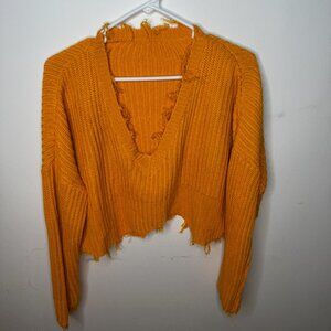 Princess Polly Orange Cropped Knit Sweater - Size M/L
